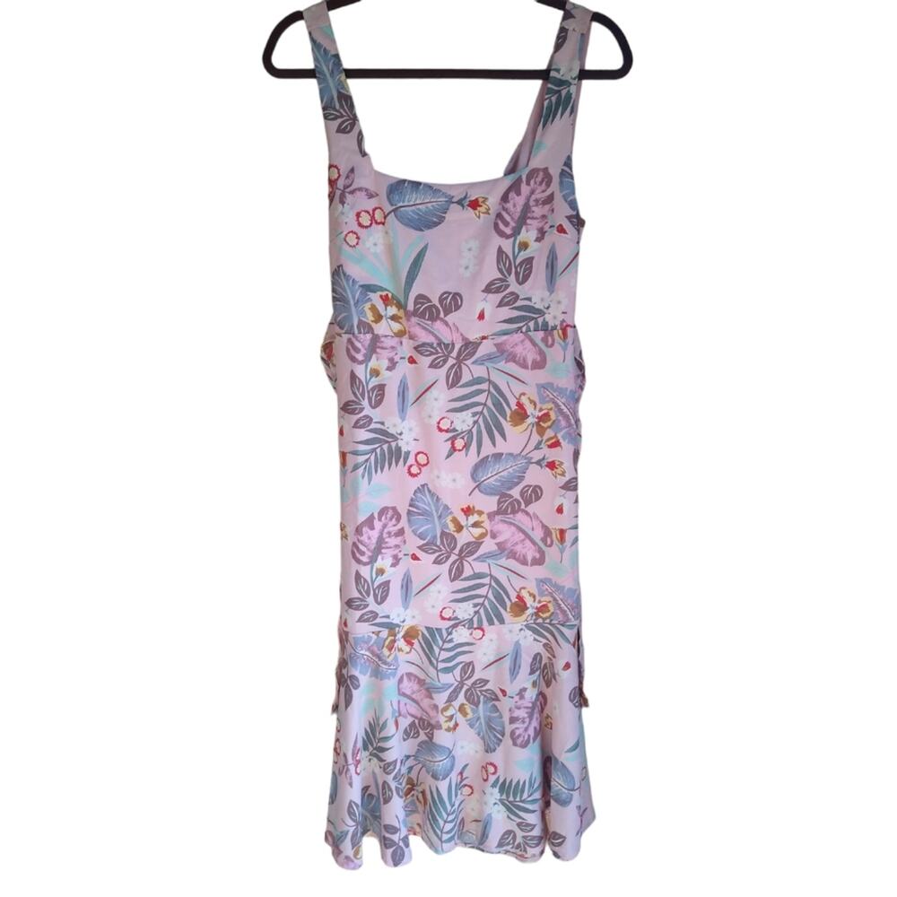 Lulu' s Floral Midi Summer Tropical Beach Pink Dress Size M New With Tags